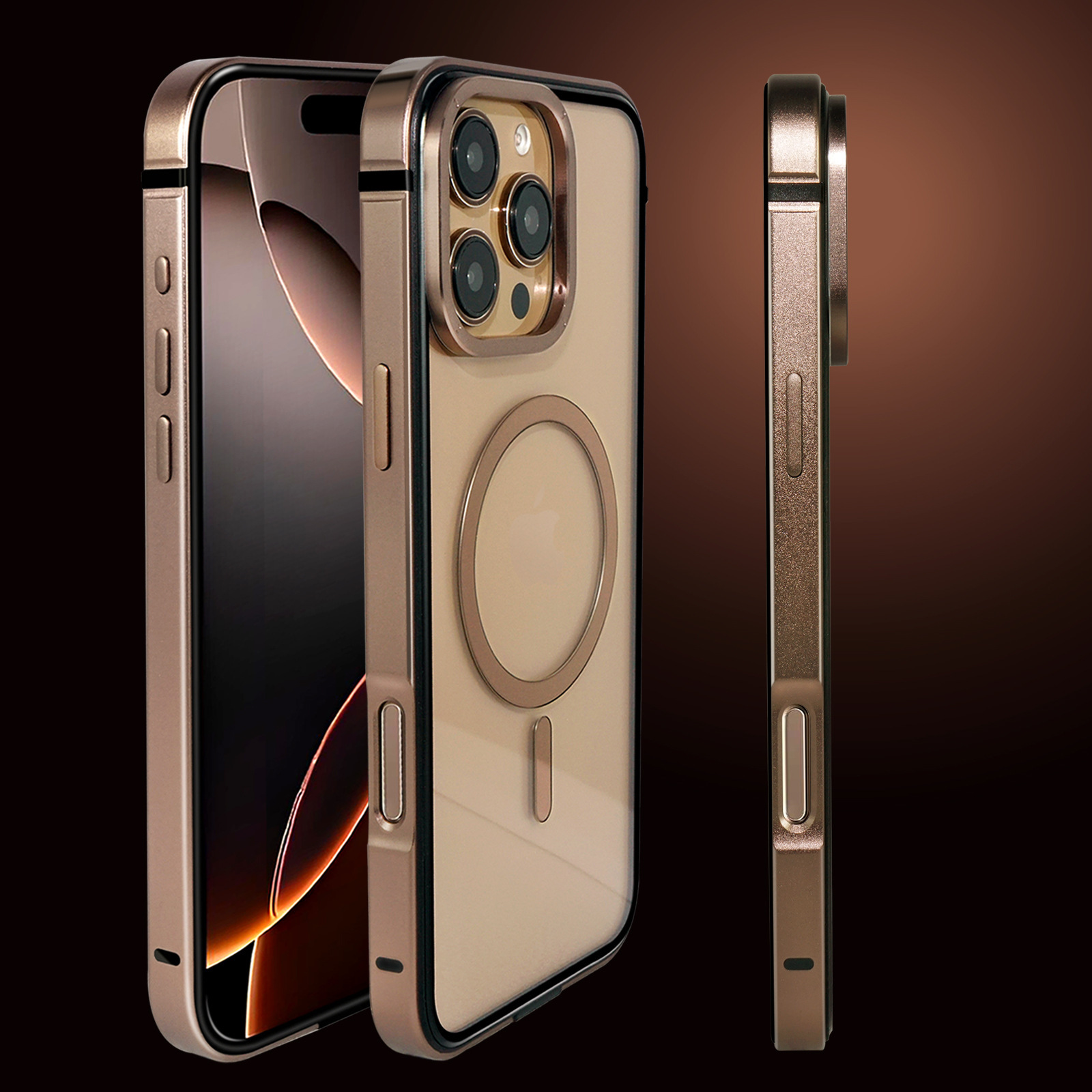 Metallic Edge Case TRANSPARENT BACK with Camera Protection for iPhone 16 Pro/16 Pro Max