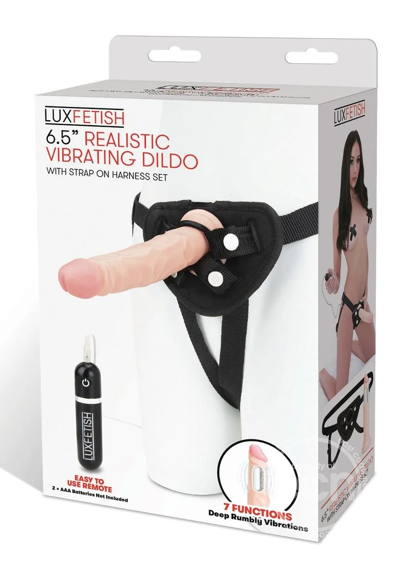 Lux Fetish Realistic Vibrating Dildo with Harness