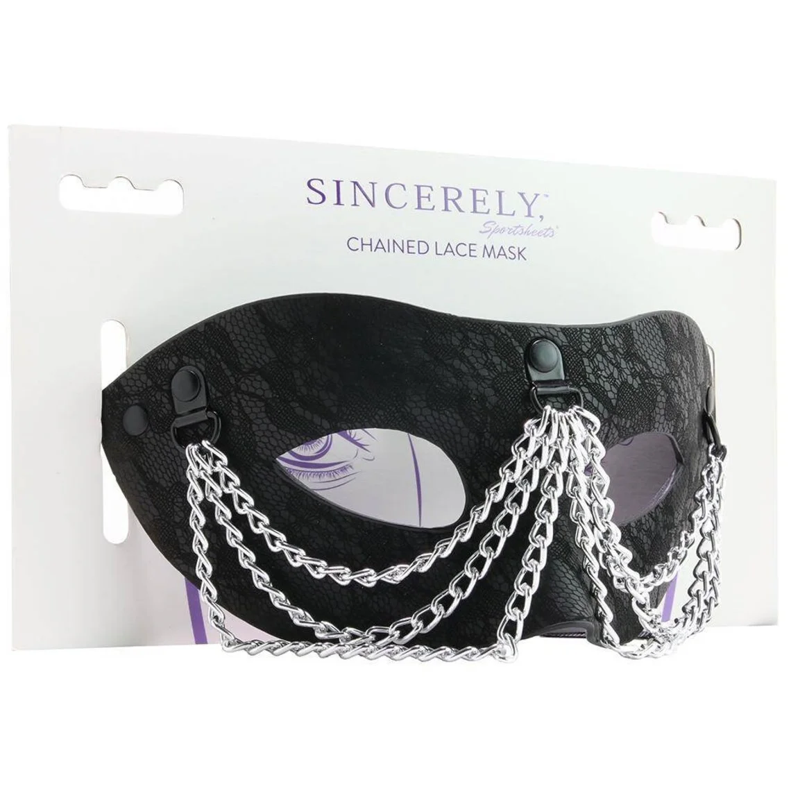 Sincerely Chained Lace Mask - Black