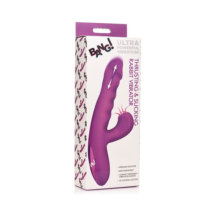 Bang! Thrusting & Sucking Rabbit Vibrator - Purple