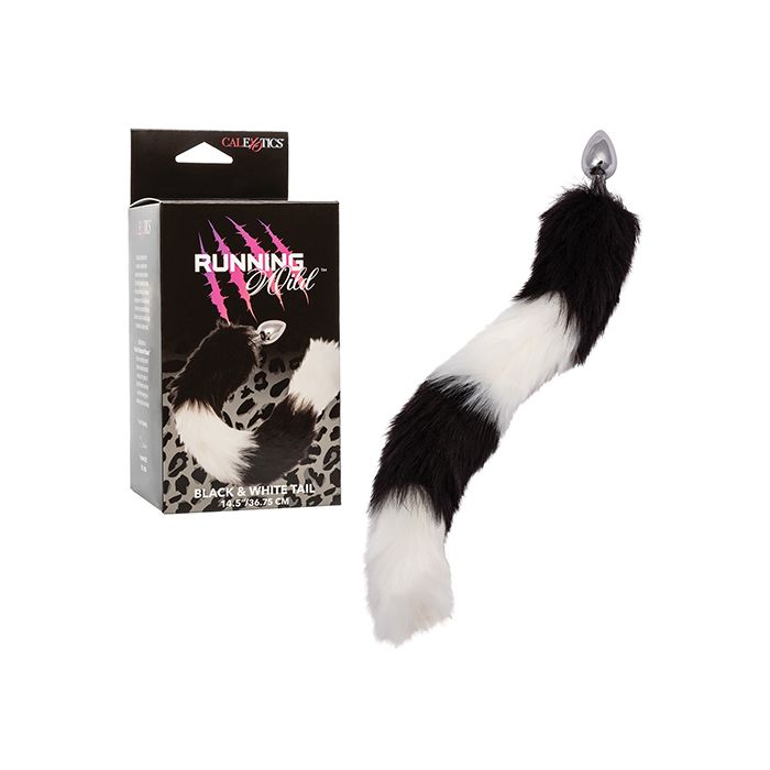 Running Wild Black & White Tail Metallic Anal Probe