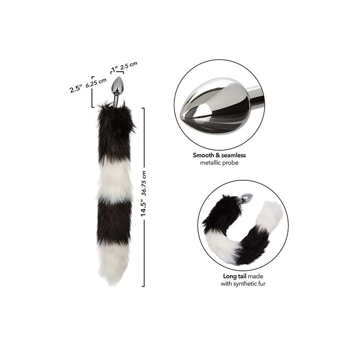 Running Wild Black & White Tail Metallic Anal Probe