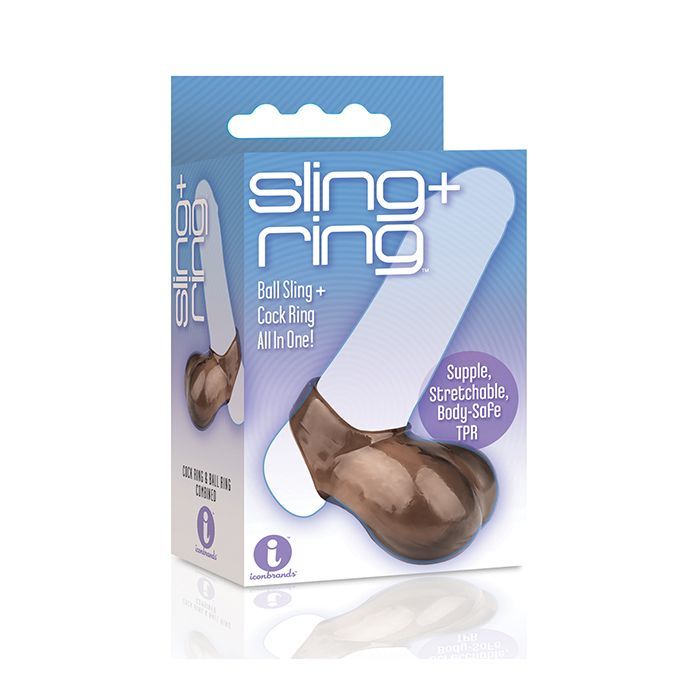 The 9's - Sling and Ring Cock Ring and Ball Sling - Smoke