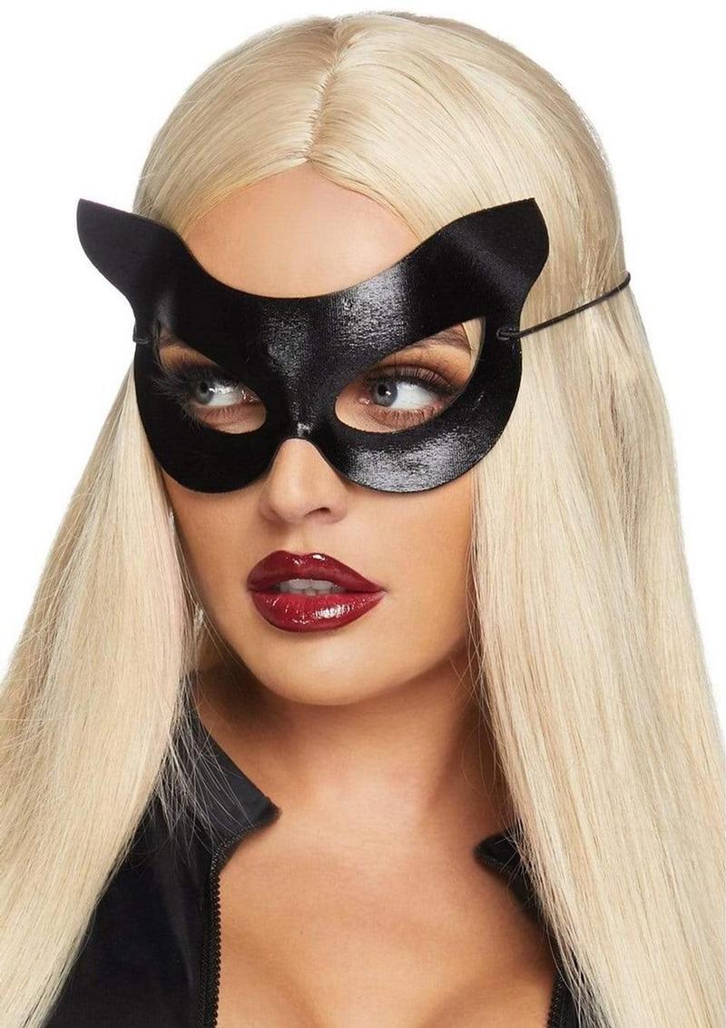 Leg Avenue Vinyl Cat Mask - OS - Black