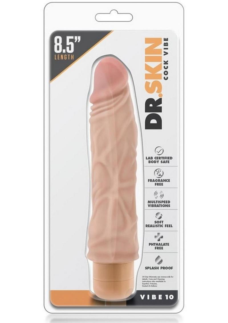 Dr. Skin Silver Collection Cock Vibe 10 Vibrating Dildo 8.5in - Vanilla