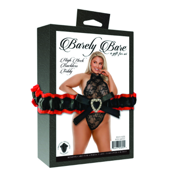High Neck Backless Teddy, Plus Size