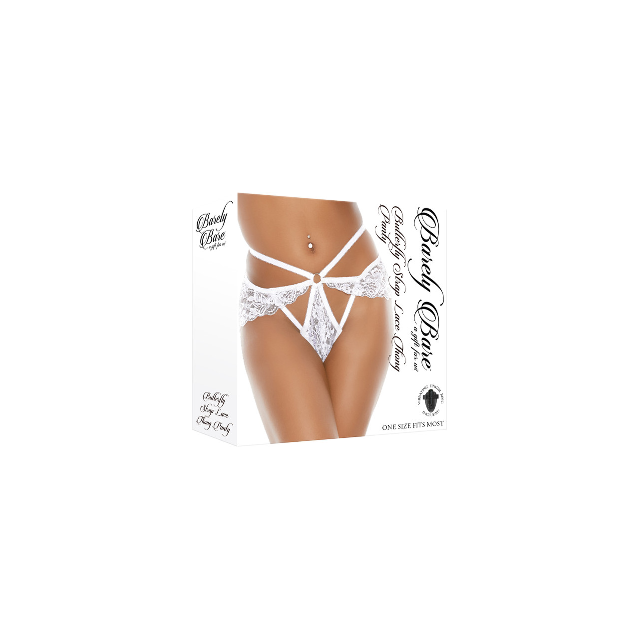Butterfly Strap Lace Thong Panty - White