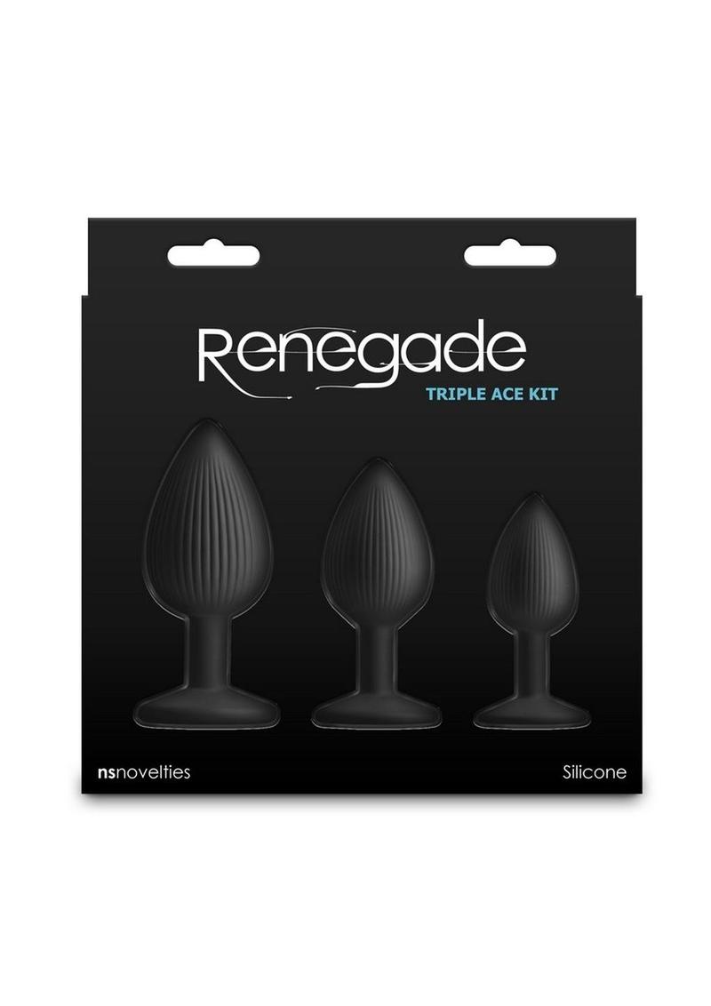 Renegade Triple Ace Silicone Anal Plugs Kit (3pc Set) - Black