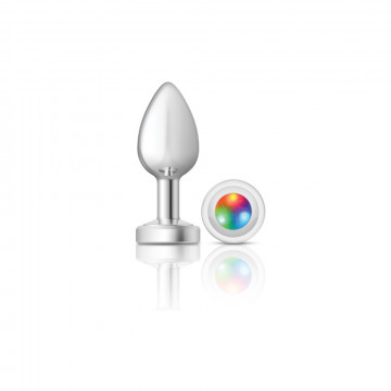 Cheeky Charms-Silver Metal Butt Plug- Light Up-Medium