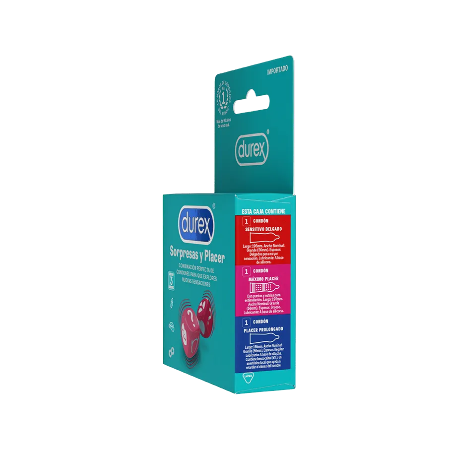  Preservativos DUREX Sorpresas y Placer 3pk 