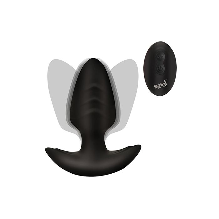 Bang! Rotating Vibrating Rechargeable Silicone Butt Plug with Remote Control - Blue