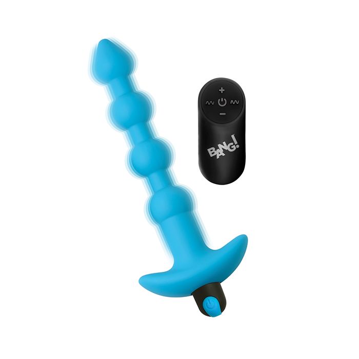 Bang! 28X Vibrating Silicone Anal Beads w/Remote Control - Blue