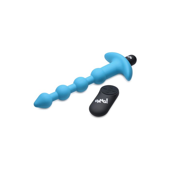 Bang! 28X Vibrating Silicone Anal Beads w/Remote Control - Blue