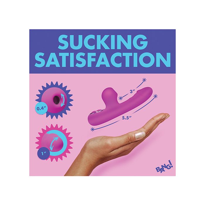 Bang! Mini Suction Rabbit Silicone Rechargeable Vibrator - Purple