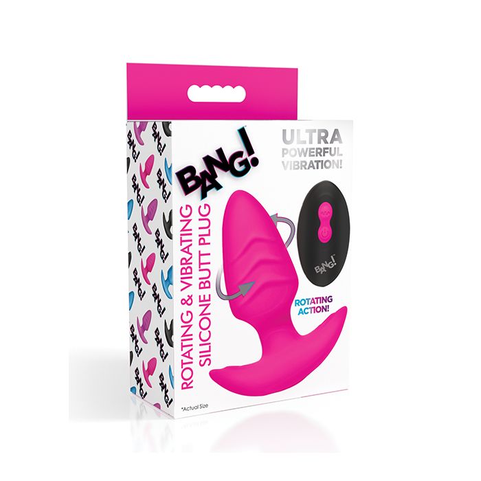Bang! Rotating & Vibrating Tapered Butt Plug w/Remote - Pink