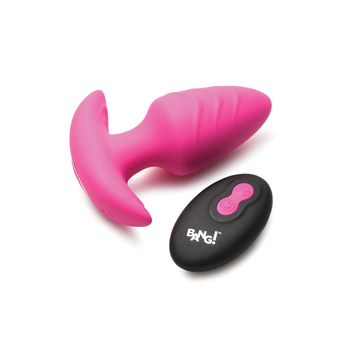 Bang! Rotating & Vibrating Tapered Butt Plug w/Remote - Pink