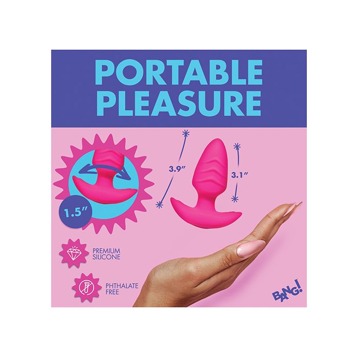Bang! Rotating & Vibrating Tapered Butt Plug w/Remote - Pink