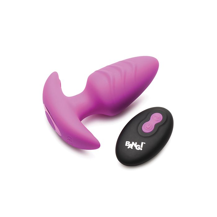 Bang! Rotating & Vibrating Tapered Butt Plug w/Remote - Purple
