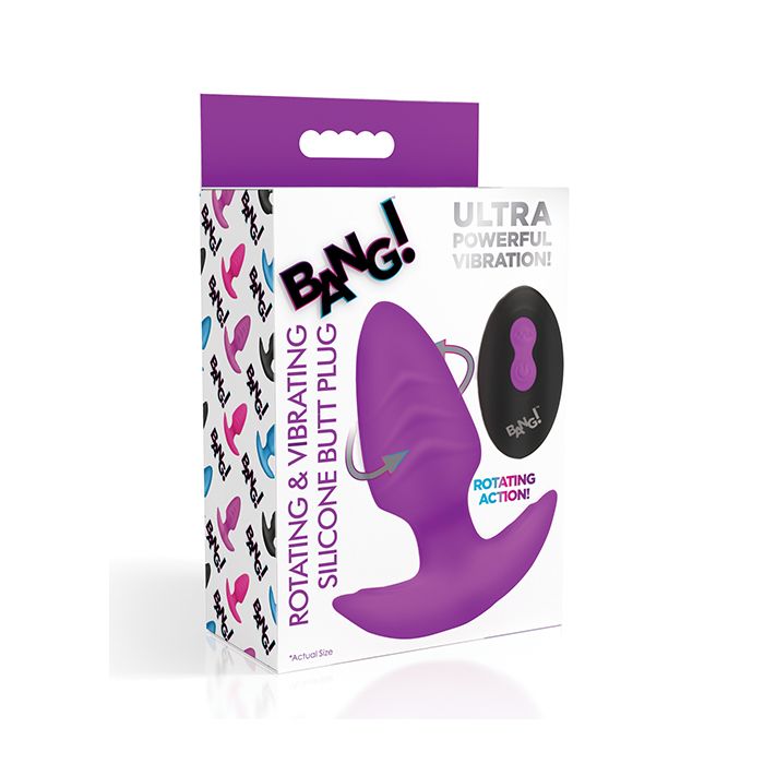 Bang! Rotating & Vibrating Tapered Butt Plug w/Remote - Purple