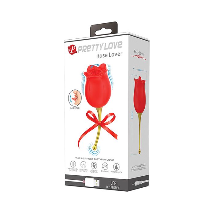 Vibrador de doble extremo Pretty Love Licking Rose Lover - Rosa