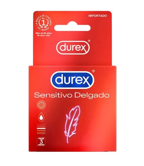 Condones Durex Sensitivo Delgado X 3 Unidades