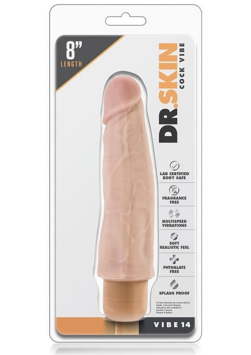 Dr. Skin Silver Collection Cock Vibe 14 Vibrating Dildo 8in - Vanilla