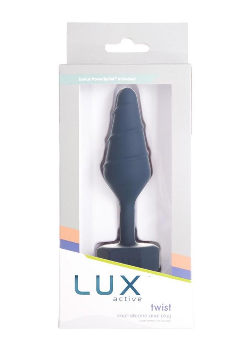 Lux Active Twist Rechargeable Silicone Anal Plug - Small - Blue