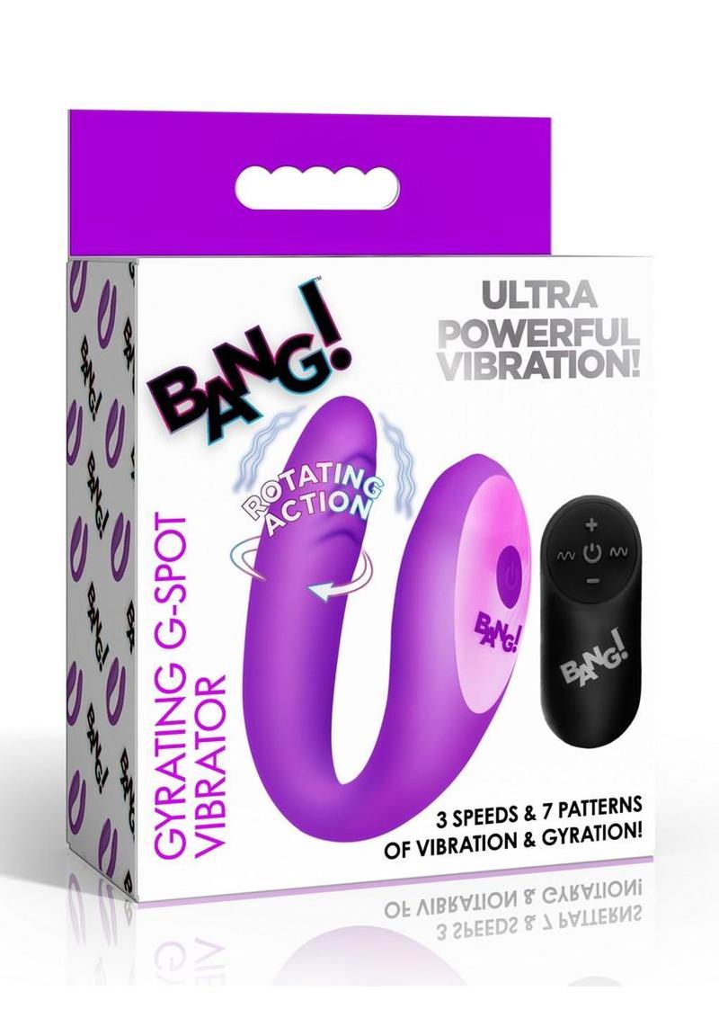 Bang! Gyrating G-Spot Rechargeable Silicone Dual Stimulating Vibrator with Remote Control - Purple