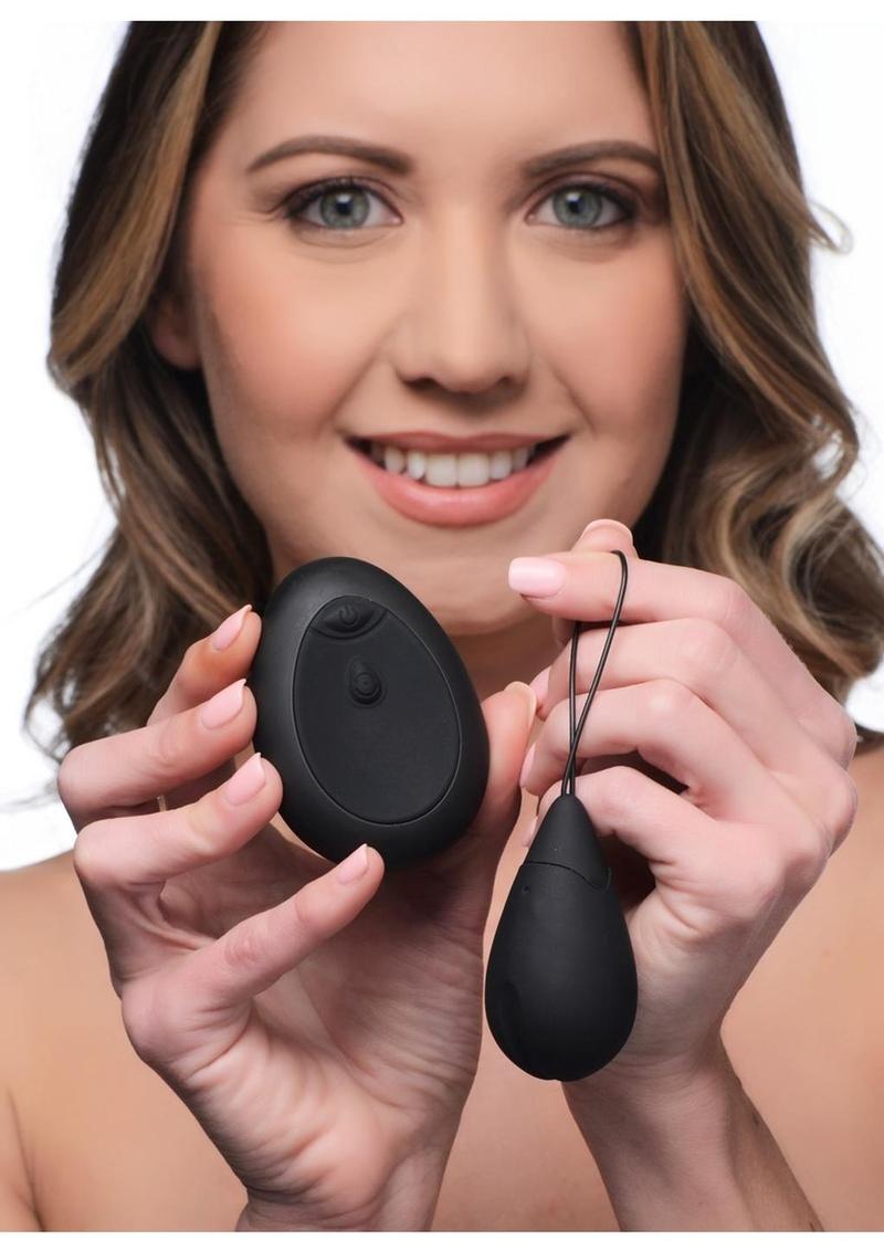 Bang! 10X Rechargeable Silicone Vibrating Egg with Remote Control - Black