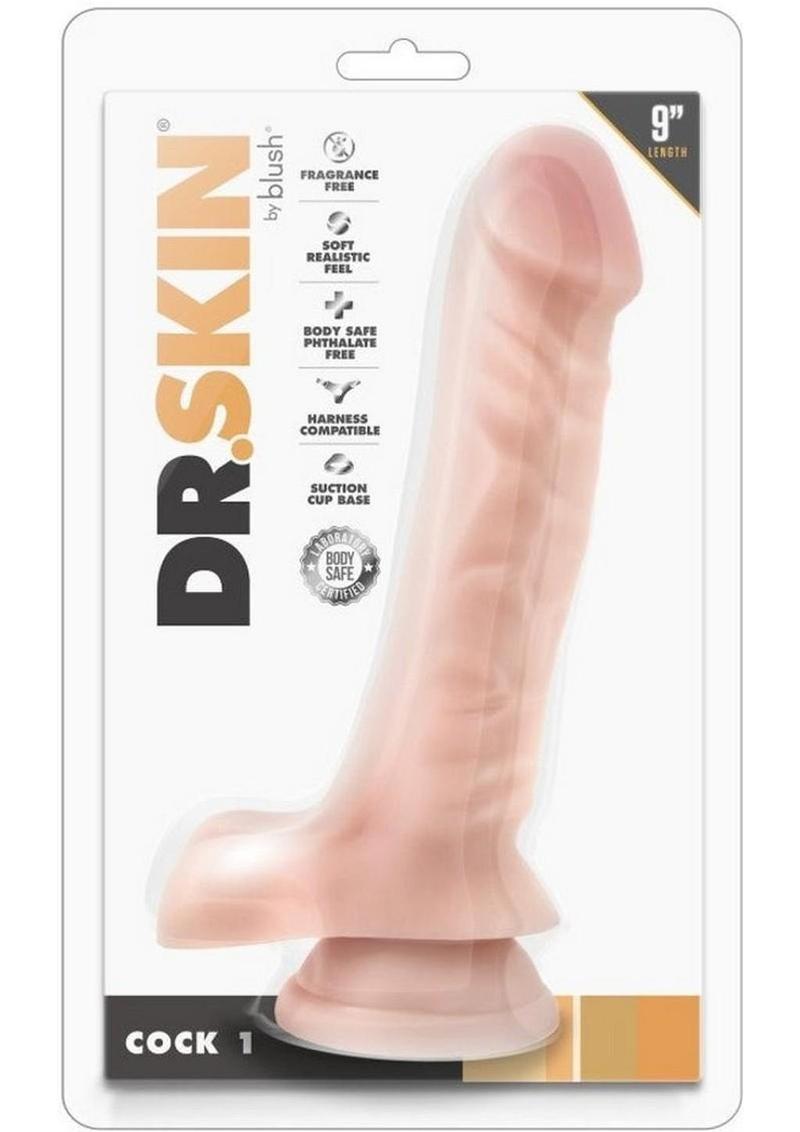 Dr. Skin Silver Collection Cock 1 Dildo with Balls and Suction Cup 9in - Vanilla