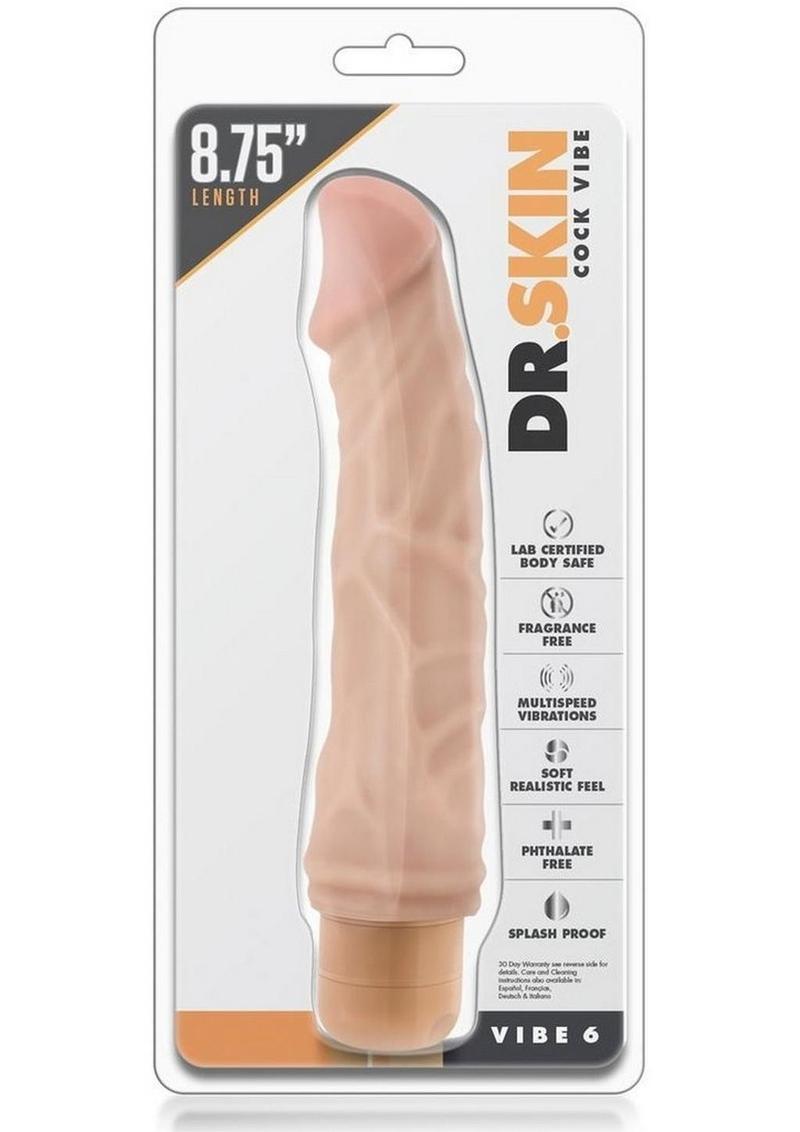 Dr. Skin Silver Collection Cock Vibe 6 Vibrating Dildo 8.75in - Vanilla