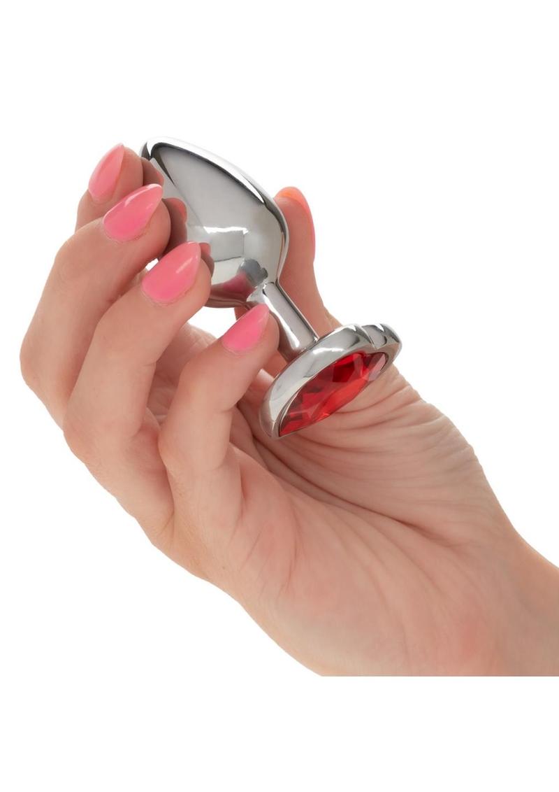 Jewel Ruby Heart Aluminum Anal Plug - Small - Red