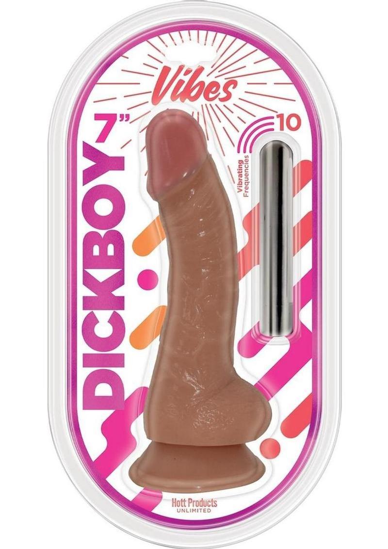Dickboy Vibes Rechargeable Silicone Multi Speed Dildo 7In - Caramel