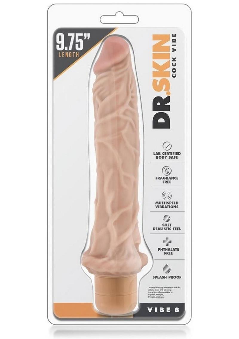 Dr. Skin Silver Collection Cock Vibe 8 Vibrating Dildo 9.75in - Vanilla