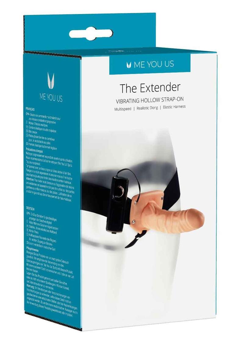 ME YOU US The Extender Hollow Vibrating Strap-On with Bullet and Wired Remote Control - Vanilla
