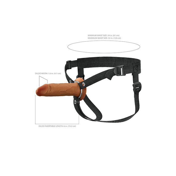 Fantasy X-tensions Elite 6" Silicone Hollow Strap-on w/Harness - Brown