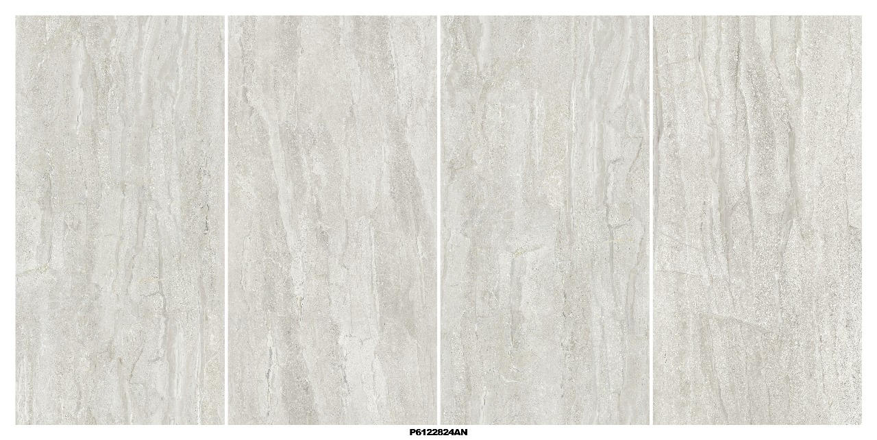 بلاط بورسلان بلون رمادي فاتح بنمط رخامي لامع بنيان 60×120