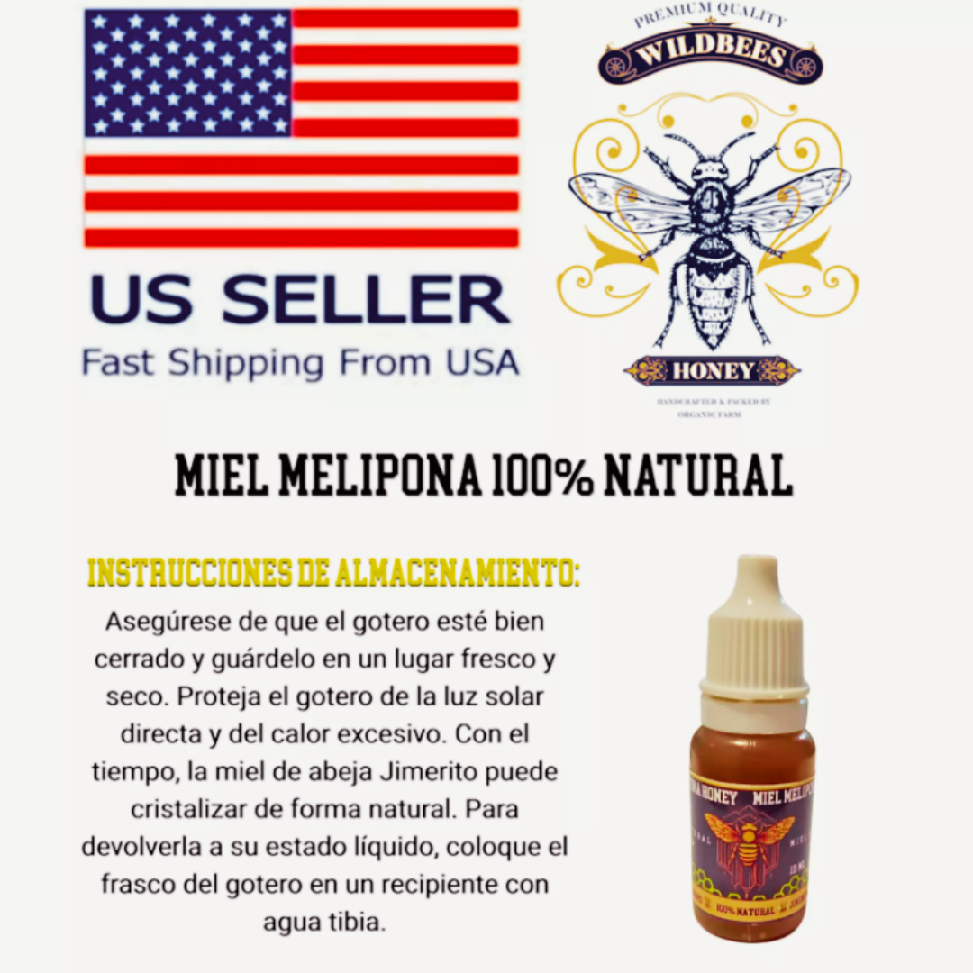 JIMERITO HONEY, MIEL MELIPONA GOTAS, 10ML,100% PURE ORIGINAL HONEY FROM MEXICO!