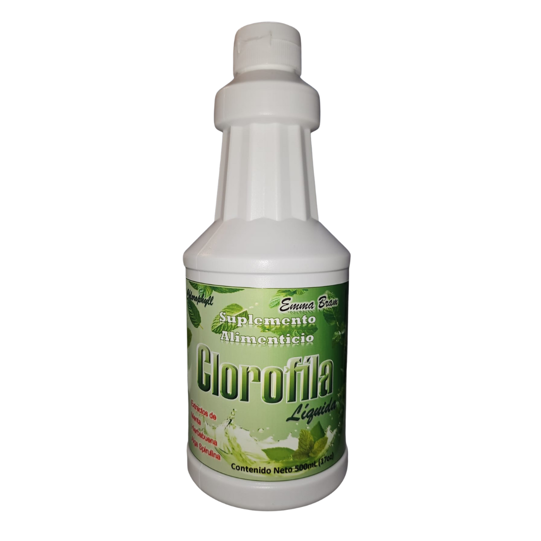 Clorofila Líquida con Extractos de Menta, Spirulina y Hierbabuena Suplemento Natural