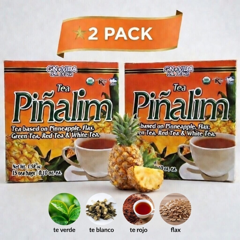 TE PINALIM GN+Vida Tea Piñalim Pineapple 30PC total (2 PACK) 15 Tea Bags Each Bx
