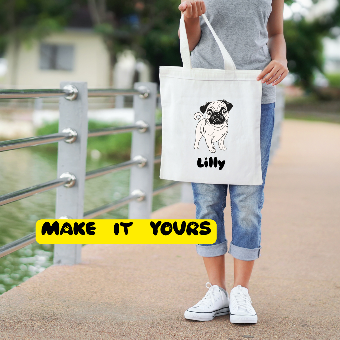 Personalized Dog Tote Bag – Custom Name & Breed 