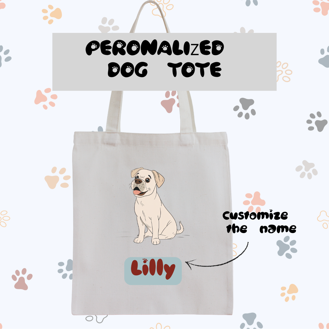 Personalized Dog Tote Bag – Custom Name & Breed