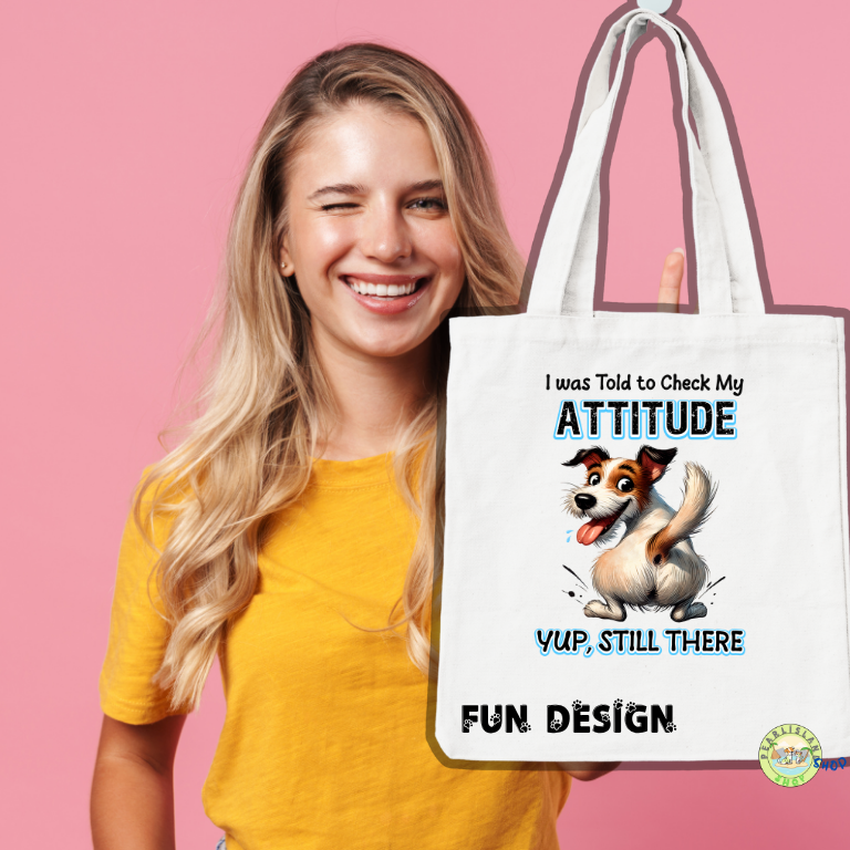 Funny Dog Attitude Tote Bag – No Gusset – 15"x16"