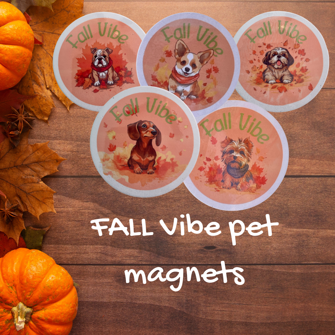🍁 Fall Vibe Dog Decorative Magnet -Autumn Design for Refrigerator, Locker, or Office Décor