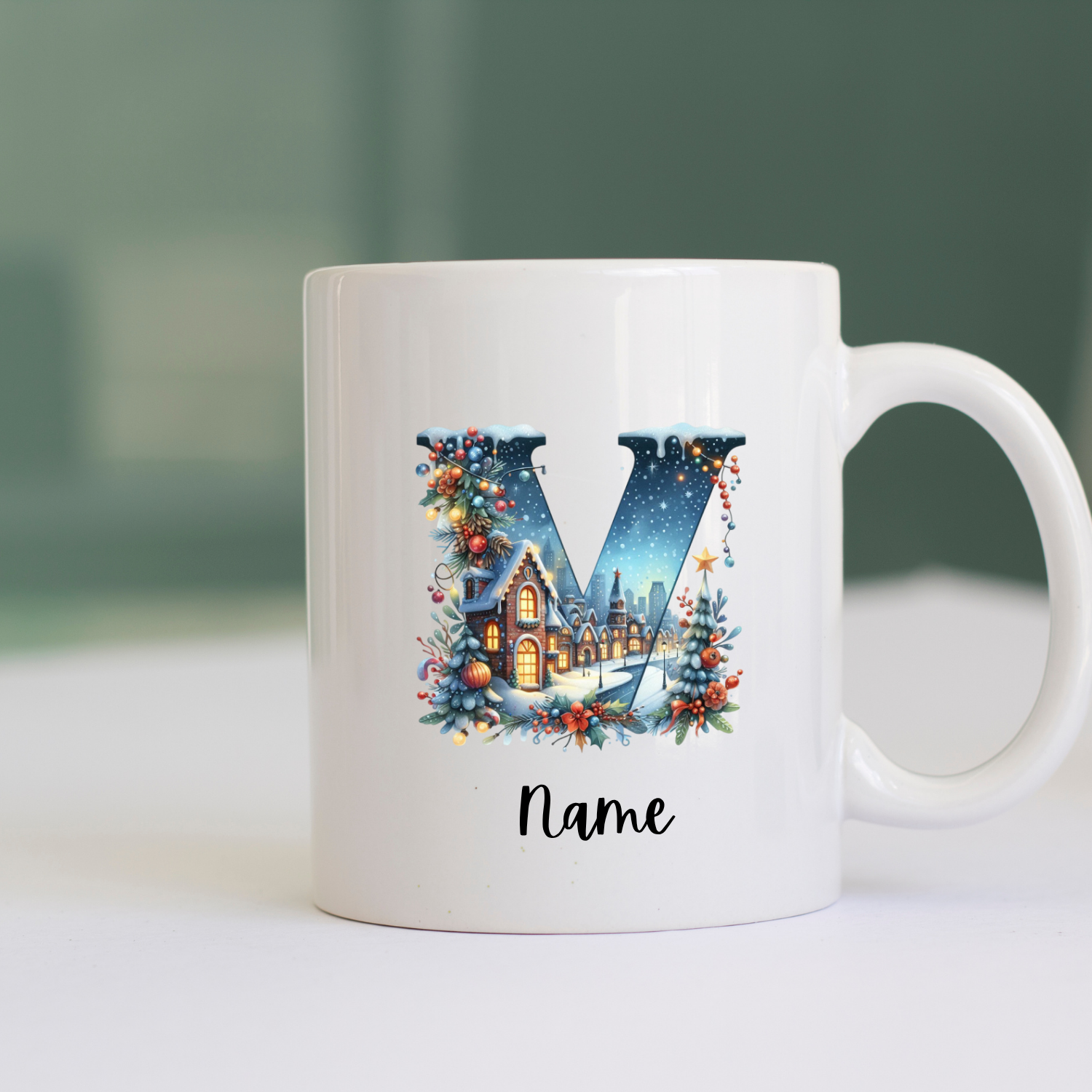 Personalized Monogram Mug – Custom Initial & Name, 12oz or 15oz White Ceramic ORCA Coated Mug