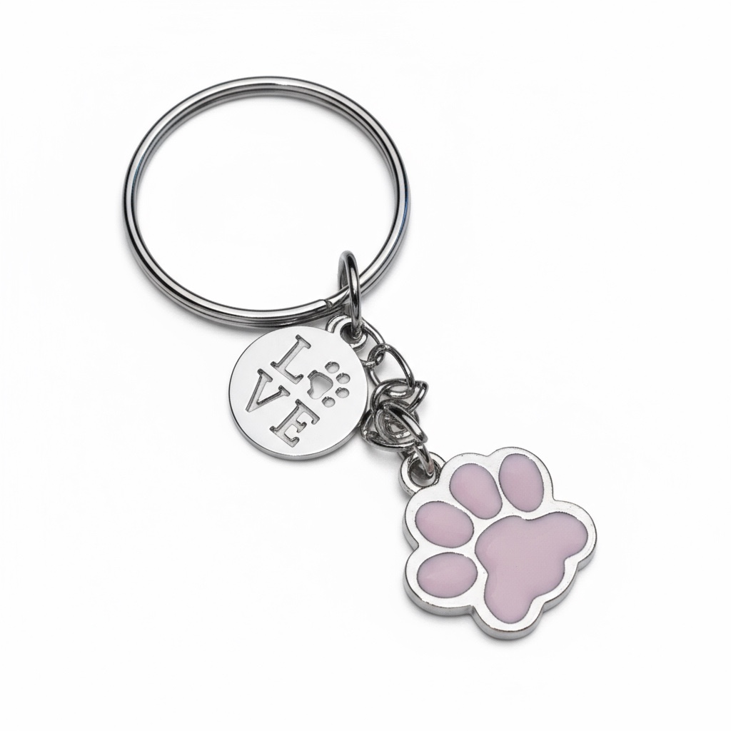 🐾 Pet Paw Keychain – Cute Animal Paw Charm Key Ring – Available in Pink, Black & White – Perfect for Pet Lovers, Gifts & Accessories