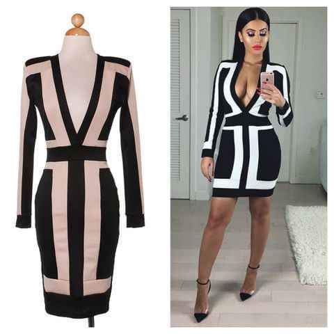 Vestido Elegante en Blanco y Negro