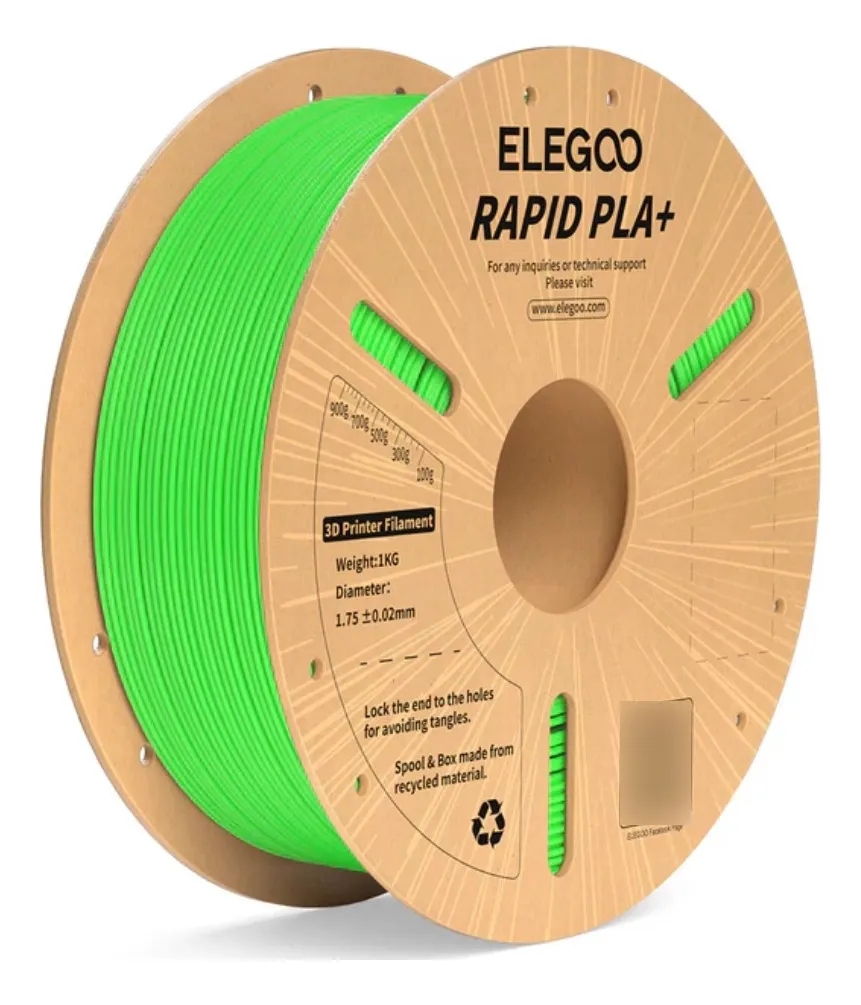 Filamento Rapid Pla Plus Elegoo Diámetro 1,75mm 1kg 600 Mm/s Color Verde
