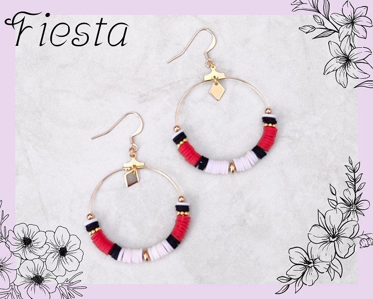 Boucles d'oreilles Fiesta rouge et noire