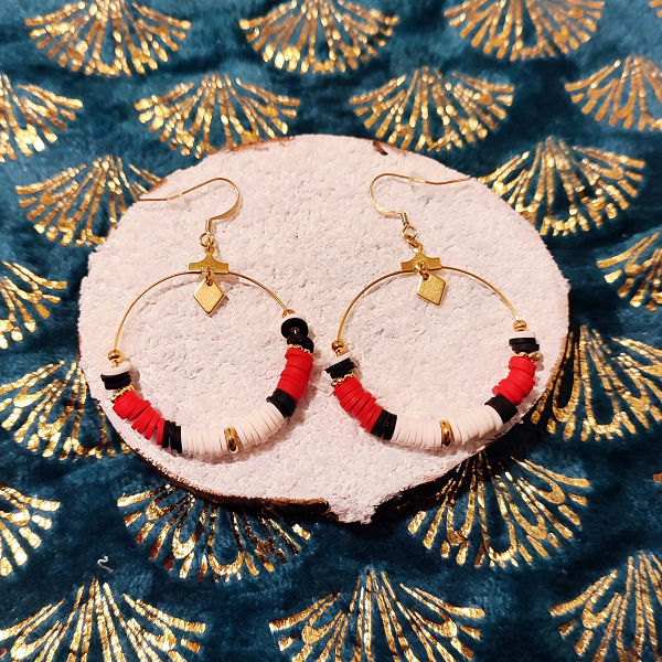 Boucles d'oreilles Fiesta rouge et noire